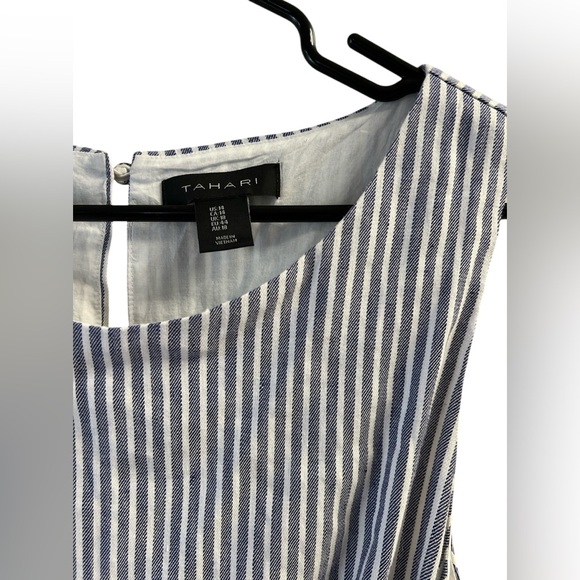 Tahari blue striped jumpsuit with pockets - Picture 2 of 5